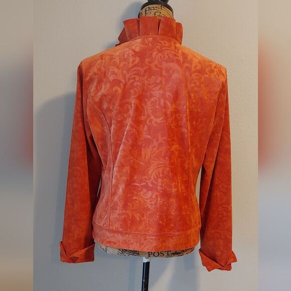 Chico's Open Front Blazer Textured Velvet Soft Ruffle Trim Sz 1 (Sz 8) - Picture 11 of 11